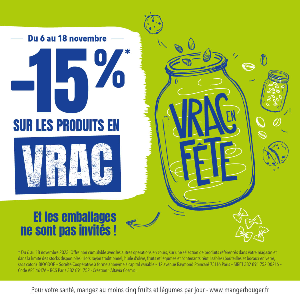 Le Vrac est à la fête chez Biocoop : -15% pour faire reculer les emballages !