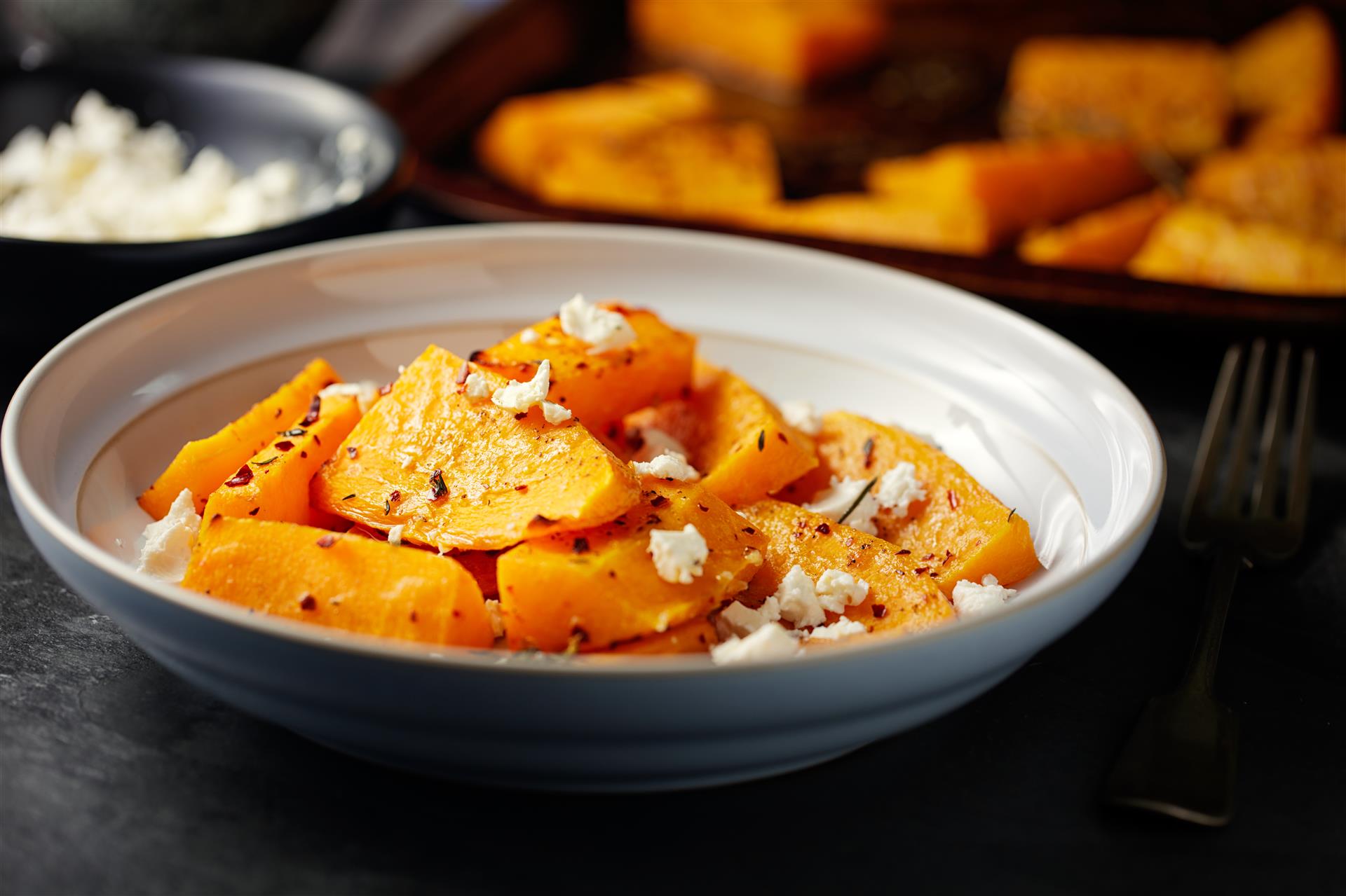 Courge butternut rôtie au chou et au sarasin