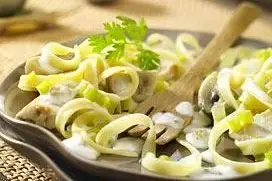 Tagliatelles carbonara aux poireaux